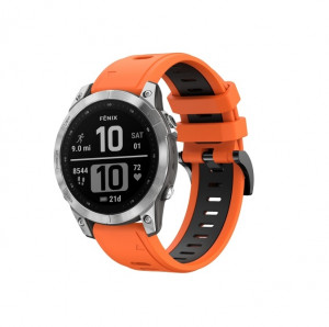Curea ceas din silicon compatibil Garmin Fenix 7, latime curea 22 mm, portocaliu, eR D L - Img 2
