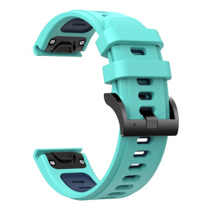 Curea ceas din silicon compatibil Garmin Fenix 7, latime curea 22 mm, mint green/albastru, eR D L - Img 1