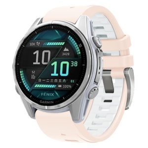 Curea ceas din silicon compatibil Garmin Fenix 8, latime curea 20 mm, roz/alb, eR D L - Img 3