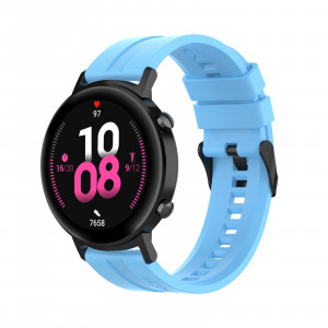 Curea silicon compatibil Huawei GT 2, 42mm, albastru deschis, latime curea 20mm, eR D L - Img 4