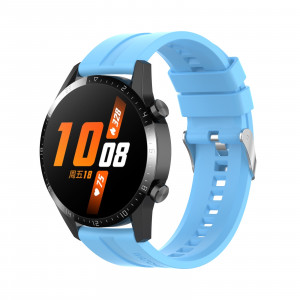 Curea silicon compatibil Huawei GT 3, GT 3 PRO, 46mm, albastru deschis, latime curea 22mm, eR D L - Img 4