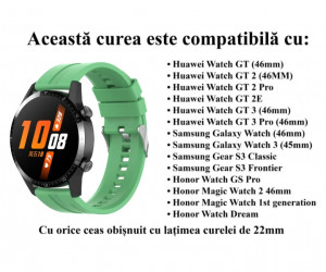 Curea silicon compatibil Huawei GT 3, GT 3 PRO, 46mm, mint green, latime curea 22mm, eR D L - Img 4