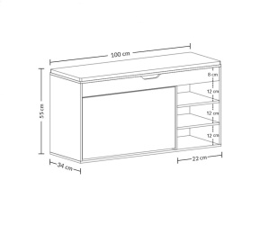 Pantofar cu loc de sezut si rafturi retractabile, 100x34x55cm, alb, eR D L - Img 6