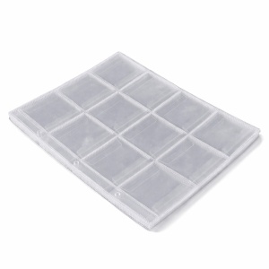 Set 20 folii pentru monede, 12 buzunare de 6 x 6cm, transparente, 3 perforatii 5,5x7x7x5,5cm, eR D L