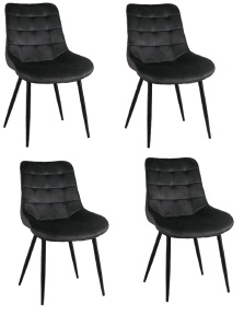 Set 4 scaune pentru living si bucatarie, tapiterie catifea, negru, 40x46x83cm, eR D L