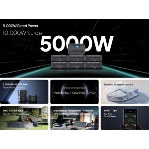 BLUETTI AC500 — Invertor Modular 5000W | Expandabil pana la 18.432Wh | Generator Solar pentru Casa, Off-Grid si RV | Compatibil B300S / B300K - Img 4
