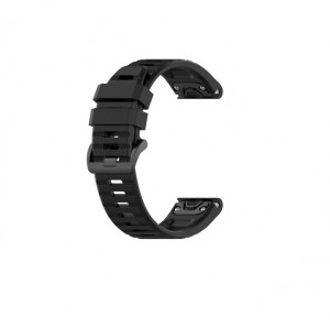 Curea ceas din silicon compatibil Garmin Fenix 6, Fenix 6 Pro, latime curea 22 mm, negru, eR D L - Img 1