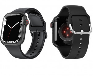 Curea silicon compatibil Apple Watch 7 42/44/45mm, negru, latime curea 22mm, eR D L - Img 3