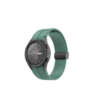 Curea silicon compatibil Samsung Galaxy Watch 5, 4, 5 Pro, 4 Classic, verde inchis, latime curea 20mm, eR D L - Img 2
