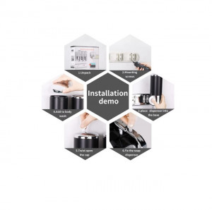 Dispenser triplu sapun lichid/gel de dus 500ml/segment, rosu inchis - Img 4
