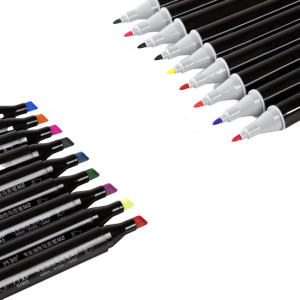 Set 60 markere multicolore, cu doua varfuri, gros si subtire, eR D L - Img 2