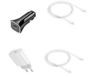 Set incarcator priza Type-C, incarcator auto Type-C si 2 cabluri Type-C, eR D L