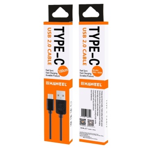 Cablu de date si incarcare HAWEEL Fast Charging Type-C la USB 2.0, 1m, negru - Img 9