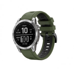 Curea ceas din silicon compatibil Garmin Fenix 7, latime curea 22 mm, army green, eR D L - Img 2