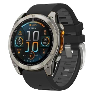 Curea ceas din silicon compatibil Garmin Fenix 8, latime curea 20 mm, negru/gri, eR D L - Img 3
