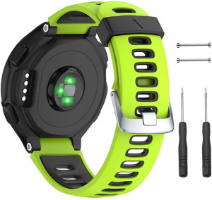 Curea silicon compatibil Garmin Forerunner 735 XT , 22 mm , Verde deschis/Negru . eR D L - Img 4