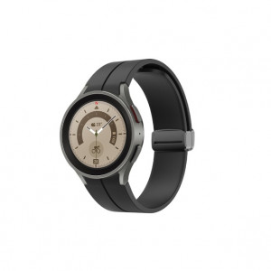 Curea silicon compatibil Samsung Galaxy Watch 5, 4, 5 Pro, 4 Classic, negru, latime curea 20mm, eR D L - Img 2