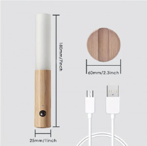 Lampa inteligenta de interior cu magnet, detasabila, cu senzor de miscare si acumulator, reincarcabila prin USB, material ABS, 500mAh, lemn de frasin alb, eR D L - Img 2