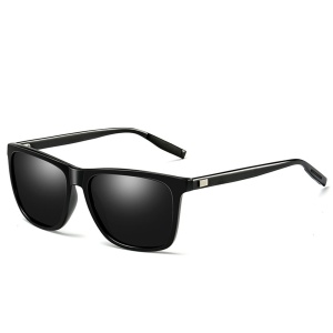 Ochelari de soare polarizati UV400 pentru barbati, clasici, negru, cu toc de protectie, eR D L - Img 1