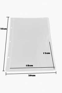Set 10 folii pentru bancnote, 2 buzunare de 18 x 12cm, transparente, 3 perforatii 5,5x7x7x5,5cm, eR D L - Img 3