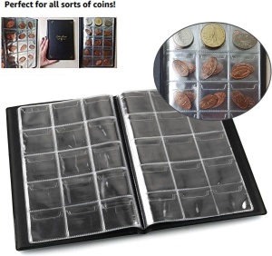Album pentru monede 150 buzunare transparente, din piele ecologica, 16×24cm, eR D L - Img 5