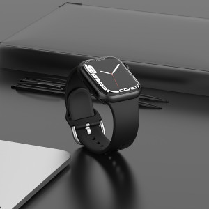 Curea silicon compatibil Apple Watch 7 42/44/45mm, negru, latime curea 22mm, eR D L - Img 4