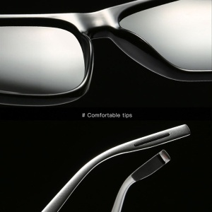 Ochelari de soare polarizati UV400 pentru barbati, clasici, negru, cu toc de protectie, eR D L - Img 3