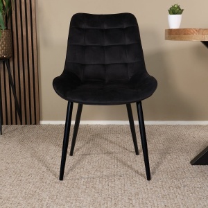 Set 4 scaune pentru living si bucatarie, tapiterie catifea, negru, 40x46x83cm, eR D L - Img 2