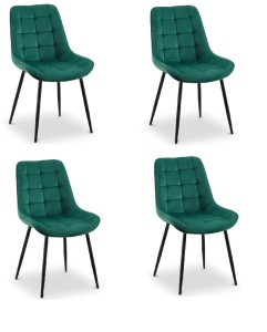 Set 4 scaune pentru living si bucatarie, tapiterie catifea, verde inchis, 40x46x83cm, eR D L