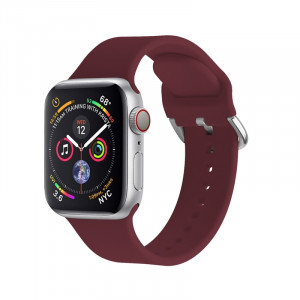 Curea silicon compatibil Apple Watch 7 42/44/45mm, wine red, latime curea 22mm, eR D L - Img 2