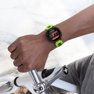Curea silicon compatibil Garmin Forerunner 735 XT , 22 mm , Verde deschis/Negru . eR D L - Img 5