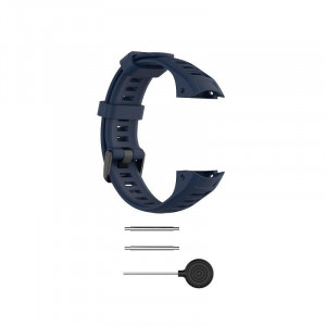 Curea silicon compatibil Garmin Instinct 22 mm , albastru inchis . eR D L - Img 1