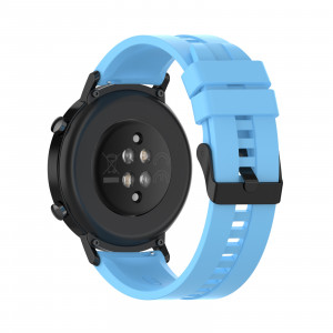Curea silicon compatibil Huawei GT 2, 42mm, albastru deschis, latime curea 20mm, eR D L - Img 5