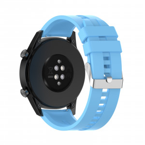Curea silicon compatibil Huawei GT 3, GT 3 PRO, 46mm, albastru deschis, latime curea 22mm, eR D L - Img 5