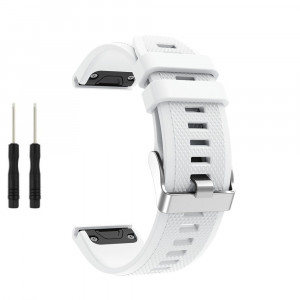 Curea silicon compatibila Garmin Fenix 5, 22mm , alba . eR D L - Img 1
