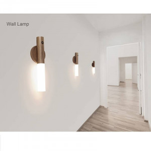 Lampa inteligenta de interior cu magnet, detasabila, cu senzor de miscare si acumulator, reincarcabila prin USB, material ABS, 500mAh, lemn de frasin alb, eR D L - Img 4