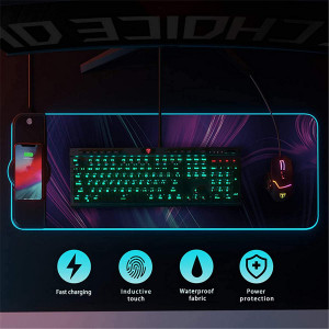 Mousepad Gaming cu incarcare wireless 15w, schimbare lumini RGB prin touch, 80x30x0,4 cm, eR D L - Img 3
