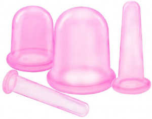 Set 4 ventuze silicon pentru masaj , roz