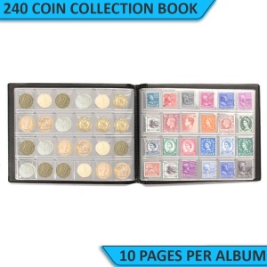 Album pentru Monede 240 Buzunare – Album Colecție Monede din Piele Ecologică, Buzunare Transparente, Capacitate 240 Monede, Dimensiune 20.5 × 15 cm, Negru - Img 4