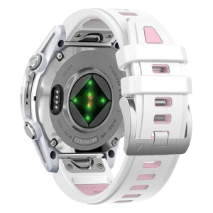 Curea ceas din silicon compatibil Garmin Fenix 8, latime curea 20 mm, alb/roz, eR D L - Img 4