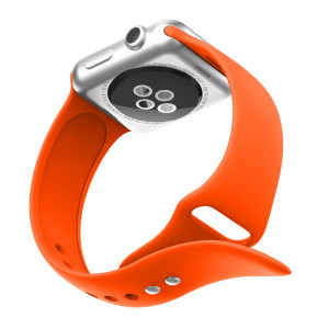 Curea silicon compatibila cu Apple Watch 1/2/3, 38/40/41mm, portocaliu, latime curea 20mm, eR D L - Img 4