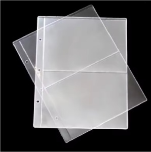 Set 10 folii pentru bancnote, 2 buzunare de 18 x 12cm, transparente, 3 perforatii 5,5x7x7x5,5cm, eR D L - Img 6