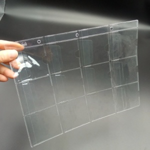 Set 20 folii pentru monede, 12 buzunare de 6 x 6cm, transparente, 3 perforatii 5,5x7x7x5,5cm, eR D L - Img 6