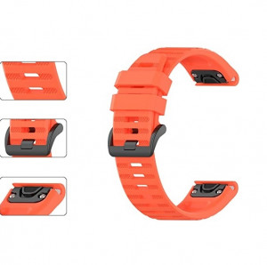 Curea ceas din silicon compatibil Garmin Fenix 6, Fenix 6 Pro, latime curea 22 mm, coral red, eR D L - Img 2