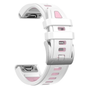Curea ceas din silicon compatibil Garmin Fenix 8, latime curea 20 mm, alb/roz, eR D L