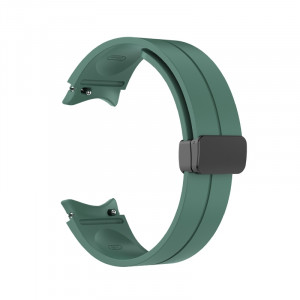 Curea silicon compatibil Samsung Galaxy Watch 5, 4, 5 Pro, 4 Classic, verde inchis, latime curea 20mm, eR D L - Img 1