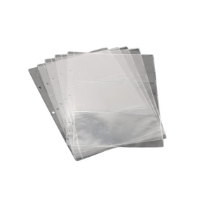 Set 10 folii pentru bancnote, 3 buzunare de 18 x 8cm, transparente, 3 perforatii 5,5x7x7x5,5cm, eR D L