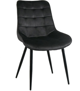 Set 4 scaune pentru living si bucatarie, tapiterie catifea, negru, 40x46x83cm, eR D L - Img 3