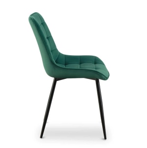 Set 4 scaune pentru living si bucatarie, tapiterie catifea, verde inchis, 40x46x83cm, eR D L - Img 2
