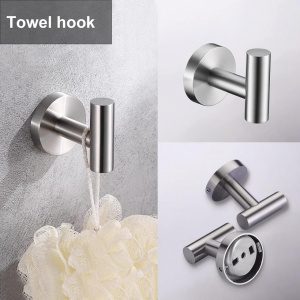 Set 5 carlige tip cuier de baie, inel,bara pentru prosoape, suport pentru role de toaleta, carlige pentru halat, inox, crom, eR D L - Img 4